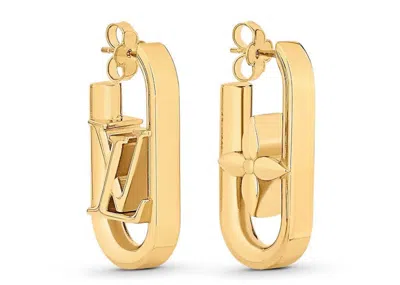 Pre-owned Louis Vuitton Women's  My Lv Chain Earrings In Brass In Gold
