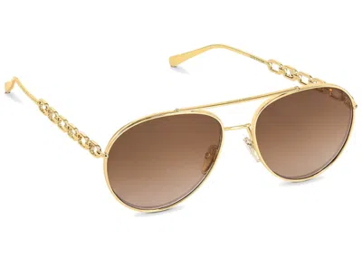 Pre-owned Louis Vuitton Women's  My Lv Chain Pilot Sunglasses In Gradient Brown (z1539e/w)