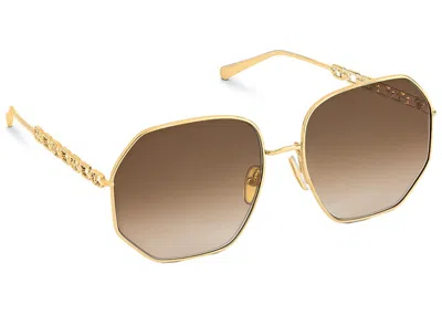Pre-owned Louis Vuitton Women's  My Lv Chain Round Sunglasses In Gold (z1650e/w)