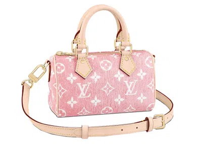 Pre-owned Louis Vuitton Women's  Nano Speedy Denim Jacquard In Pink