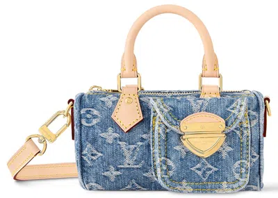 Pre-owned Louis Vuitton Women's  Nano Speedy In Monogram Denim Blue