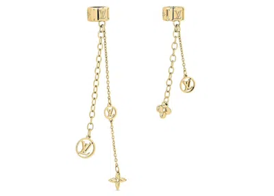 Pre-owned Louis Vuitton Women's  Nanogram Earphone Earrings In Gold