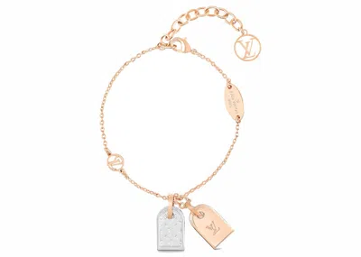 Pre-owned Louis Vuitton Women's  Nanogram Tag Bracelet In Silver/pink
