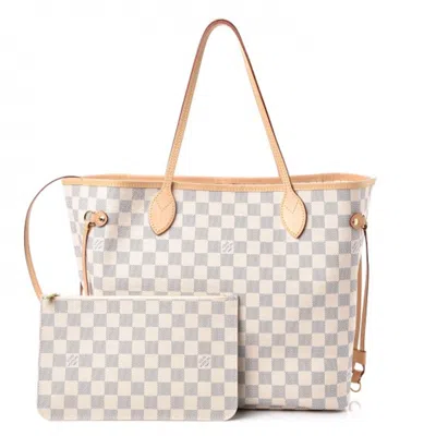 Pre-owned Louis Vuitton Women's  Neo Nevefull Damier Azur Mm Beige Liningin White/blue In Multi