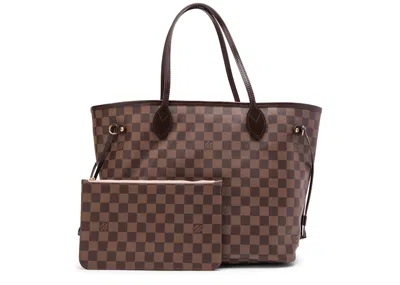 Pre-owned Louis Vuitton Women's  Neo Neverfull Damier Ebene Mm Rose Ballerine Lining