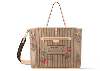 Pre-owned Louis Vuitton Women's  Neverfull Bandouliere Gm Inside Out In Monogram/beige In Brown