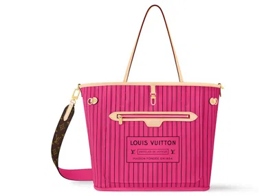 Pre-owned Louis Vuitton Women's  Neverfull Bandouliere Mm Inside Out In Monogram/rose Pondichery