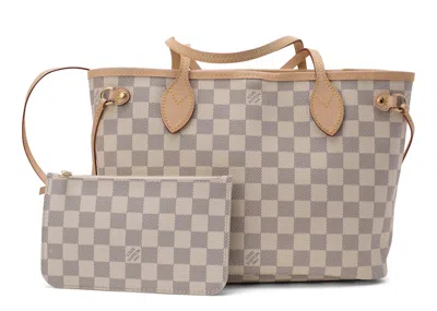 Pre-owned Louis Vuitton Women's  Neverfull Damier Azur Pm Beige Lining