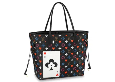 Pre-owned Louis Vuitton Women's  Neverfull With Pouch Game On Monogram In Black