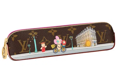 Pre-owned Louis Vuitton Women's  Paris Pencil Pouch Vivienne Holiday In Monogram Canvas/pink