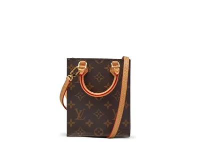 Pre-owned Louis Vuitton Women's  Petit Sac Plat Monogram In Brown