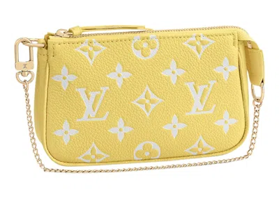 Pre-owned Louis Vuitton Women's  Pochette Accessories Mini Monogram Empreinte Embossed In Lemon Curd Yellow