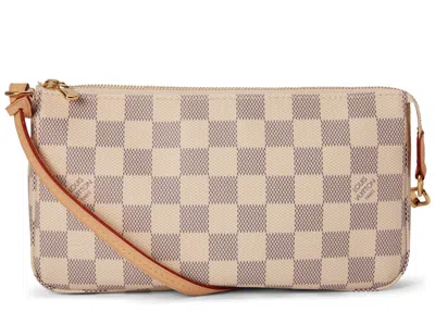 Pre-owned Louis Vuitton Women's  Pochette Accessories Nm White/blue In Damier Azur