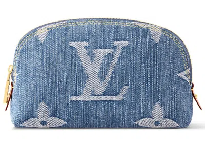 Pre-owned Louis Vuitton Women's  Pochette Cosmetique Pm In Monogram Denim Blue