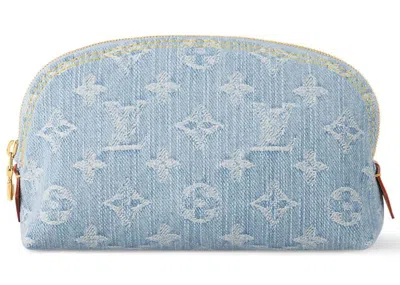 Pre-owned Louis Vuitton Women's  Pochette Cosmetique Pm In Sky Blue Denim
