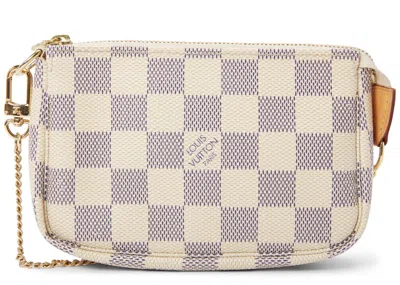 Pre-owned Louis Vuitton Women's  Pochette Damier Azur Mini White/blue