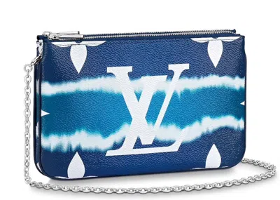 Pre-owned Louis Vuitton Women's  Pochette Double Zip Lv Escale In Bleu