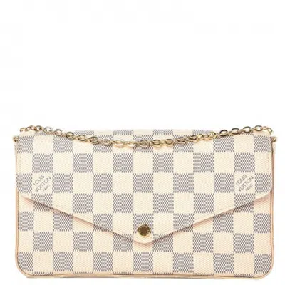 Pre-owned Louis Vuitton Women's  Pochette Felicie Damier Azur Lining In Rose Ballerine In Pink