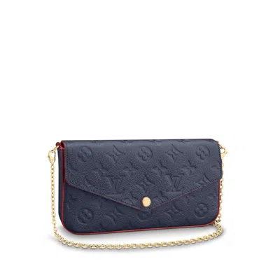 Pre-owned Louis Vuitton Women's  Pochette Felicie Monogram Empreinte In Marine Rouge