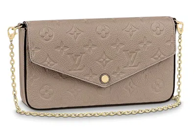 Pre-owned Louis Vuitton Women's  Pochette Felicie Monogram Empreinte In Tourterelle In Gray