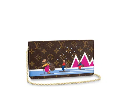 Pre-owned Louis Vuitton Women's  Pochette Weekend Monogram Illustre Xmas Bear In Brown/pink In Multi