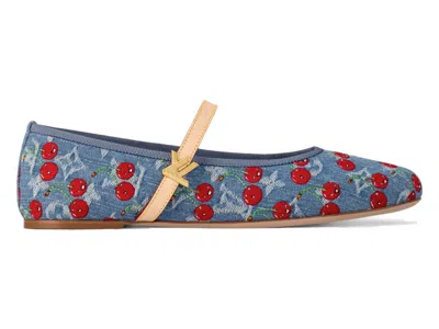 Pre-owned Louis Vuitton Women's  Romy Flat Ballerina X Takashi Murakami Denim Sneakers