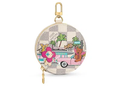 Pre-owned Louis Vuitton Women's  Round Coin Purse Damier Azur Vivienne In Fuchsia Pink
