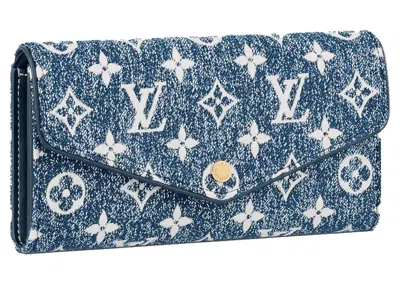 Pre-owned Louis Vuitton Women's  Sarah Wallet Denim Jacquard In Navy Blue