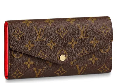 Pre-owned Louis Vuitton Women's  Sarah Wallet Monogram In Coquelicot Lining