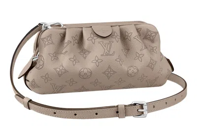 Pre-owned Louis Vuitton Women's  Scala Pouch Mini Mahina Perforated In Galet Gray