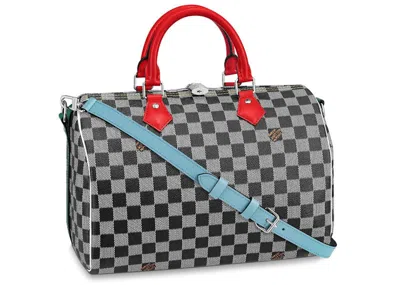 Pre-owned Louis Vuitton Women's  Speedy Bandouliere Damier 30 Black/white In Black White