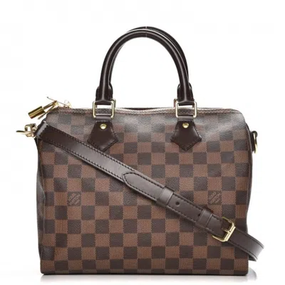 Pre-owned Louis Vuitton Women's  Speedy Bandouliere Damier Ebene 25 Brown