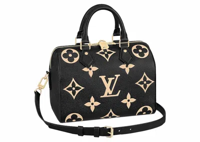 Pre-owned Louis Vuitton Women's  Speedy Bandouliere Monogram Empreinte In Black/beige