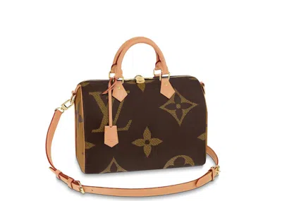 Pre-owned Louis Vuitton Women's  Speedy Bandouliere Monogram Giant Reverse 30 In Brown