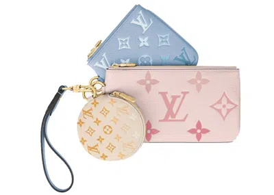 Pre-owned Louis Vuitton Women's  Trio Pouch In Rosebud/summer Blue/ceam In Multi