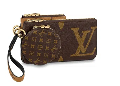 Pre-owned Louis Vuitton Women's  Trio Pouch Monogram Giant/reverse/mini In Brown
