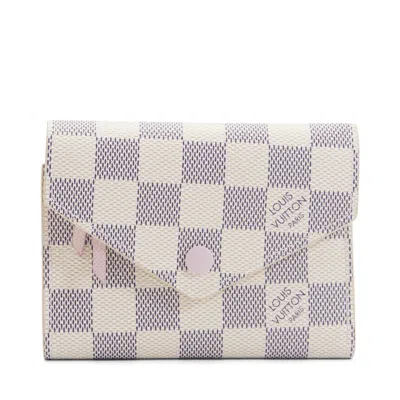 Pre-owned Louis Vuitton Women's  Victorine Wallet Damier Azur White/rose Ballerine In Multi