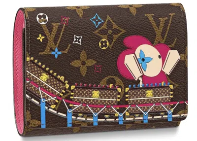 Pre-owned Louis Vuitton Women's  Victorine Wallet Monogram (6 Card Slot) Vivienne Holiday In Rose Pivoine Pink