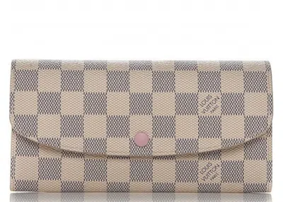 Pre-owned Louis Vuitton Women's  Wallet Emilie Damier Azur Rose Ballerine Interior