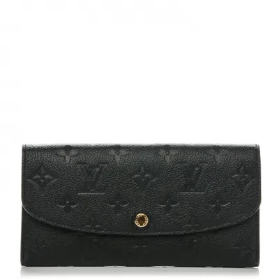 Pre-owned Louis Vuitton Women's  Wallet Emilie Monogram Empreinte Noir Black In Multi