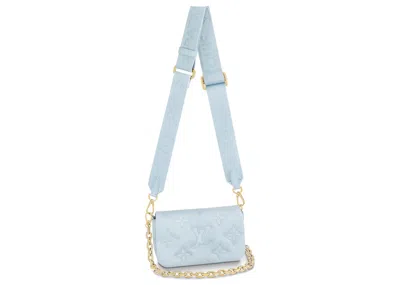 Pre-owned Louis Vuitton Women's  Wallet On Strap Bubblegram In Blue Glacier