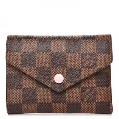 Pre-owned Louis Vuitton Women's  Wallet Victorine Damier Ebene In Rose Ballerine In Pink