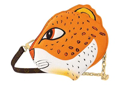 Pre-owned Louis Vuitton Women's  X Sun Yitian Wallet On Chain Leopard In Orange