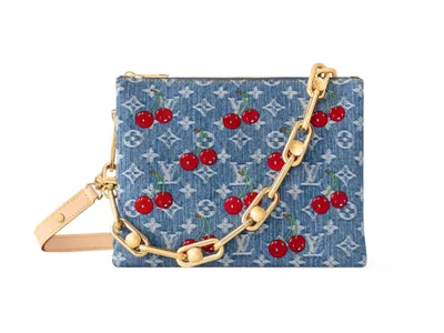 Pre-owned Louis Vuitton Women's  X Takashi Murakami Cherry Coussin Pm In Denim Monogram In Blue
