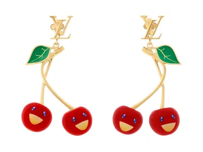 Pre-owned Louis Vuitton Women's  X Takashi Murakami Cherry Earrings In Gold/tone Metal