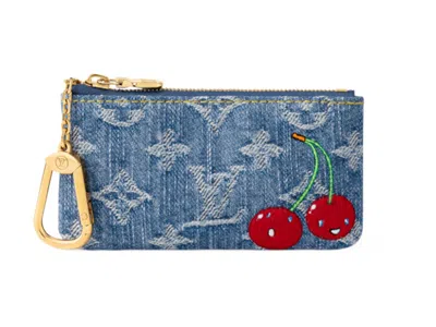 Pre-owned Louis Vuitton Women's  X Takashi Murakami Cherry Key Pouch In Denim Monogram
