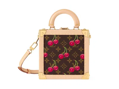 Pre-owned Louis Vuitton Women's  X Takashi Murakami Cherry Mini Square Trunk Cherry In Brown Monogram