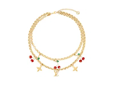 Pre-owned Louis Vuitton Women's  X Takashi Murakami Cherry Necklace In Gold/tone Metal