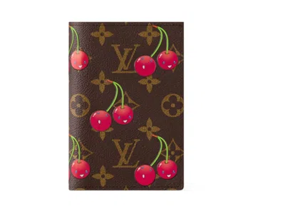 Pre-owned Louis Vuitton Women's  X Takashi Murakami Cherry Passport Cover In Brown Monogram