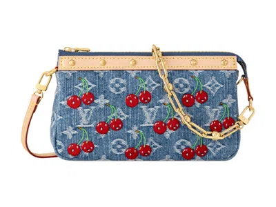 Pre-owned Louis Vuitton Women's  X Takashi Murakami Cherry Pochette Accessoires In Denim Monogram